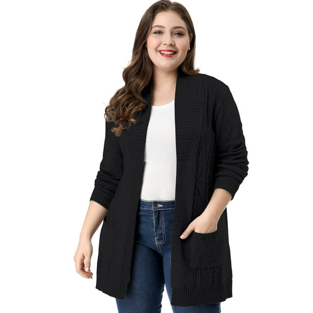 GRACE & GRANDEUR Cardigan Chandail à Manches Longues pour Femmes Grande Taille