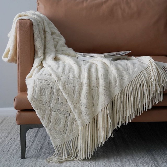 Manta de cama tejida en jacquard, manta de sofá, manta de estilo americano para otoño e invierno
