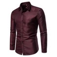 thumbnail image 2 of IROINNID On Sale Button Down Shirts for Men Printed No Iron Loose Button Lapel Long Sleeved Shirt,Red, 2 of 9