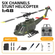 RC ERA C032 UH-1 Huey 6CH RC Helicopter for Adults, 1/48 Scale with 6-Axis Gyro, Altitude Hold & 3D Inverted Flight, 2.4G Remote Control, Ready to Fly Green -1 battery