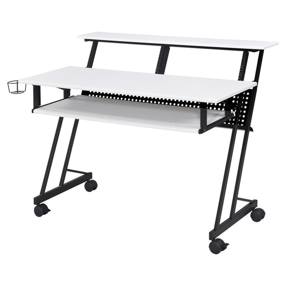 ACME Suitor Wooden Top Music Recording Studio Desk in White and Black