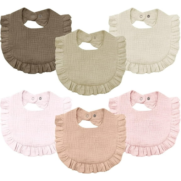 Baby Muslin Bibs,6 Pcs Drool Bandana Bibs for Baby Girl Drooling and Teething,Soft and Absorbent Cotton for Newborn