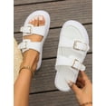 thumbnail image 5 of Women‘s European And American Style Solid Color Wedge Platform Sandals With Thick Sole And French Style Rubber Bottom Flip-Flops  Decorated With Metal Hardware Buckles And Stripes On The, 5 of 6