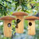 thumbnail image 3 of Columpio de pájaro de madera nido de pájaro en forma de hongo creativo para jardín al aire libre hogar, 3 of 8