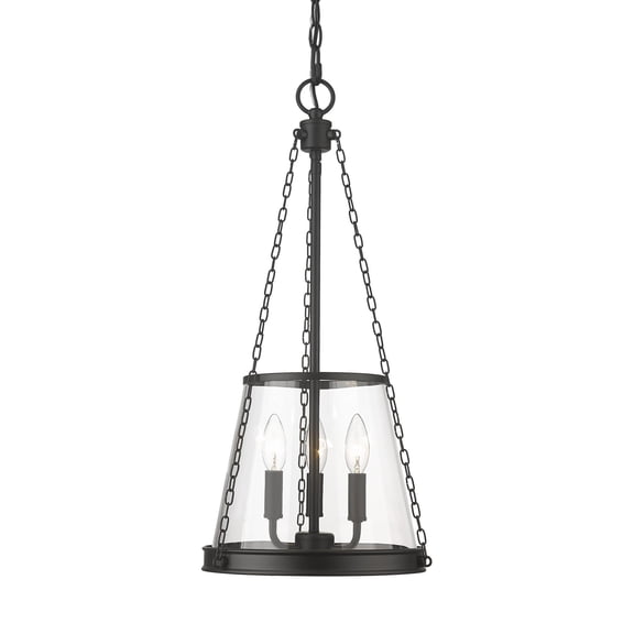 3 Light Pendant In Industrial Style-25 Inches Tall And 12 Inches Wide-Matte Black Finish    -Traditional Installation Z-Lite 341P12-Mb