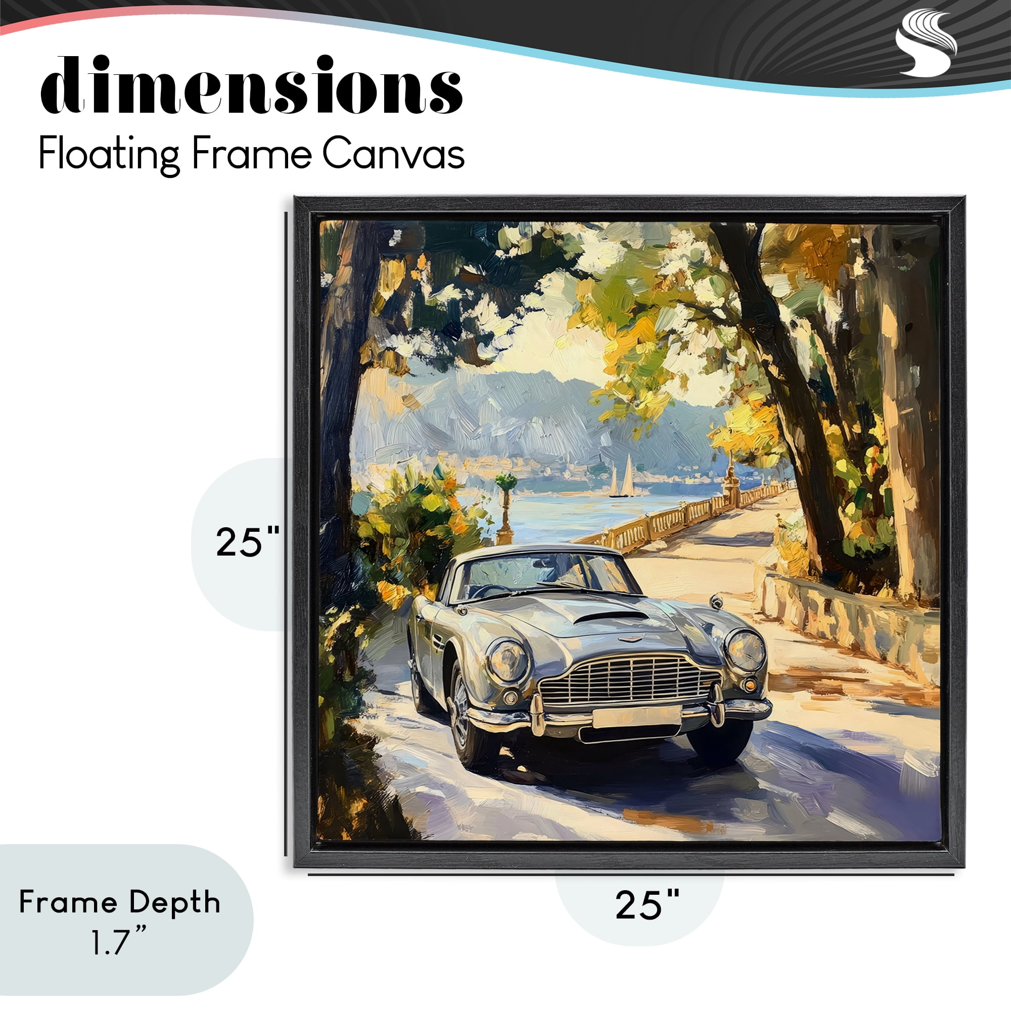 Stupell Industries Classic View of Seaside Drive Black Framed Floater Canvas Wall Art, design by Creative Studio
