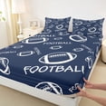 thumbnail image 4 of Castle Fairy Sport Football King Sheets 4pcs, Minimalist Ball Rugby Bedding, Navy Blue,1 Fitted Sheet, 1 Flat Sheet and 2 Pillowcases, 4 of 6