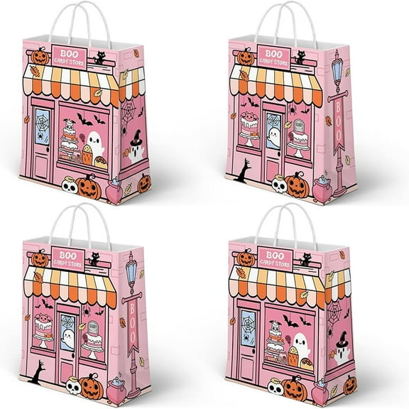 24 Pcs Pink Boo Candy Store Trick or Treat Halloween Bags for Kids