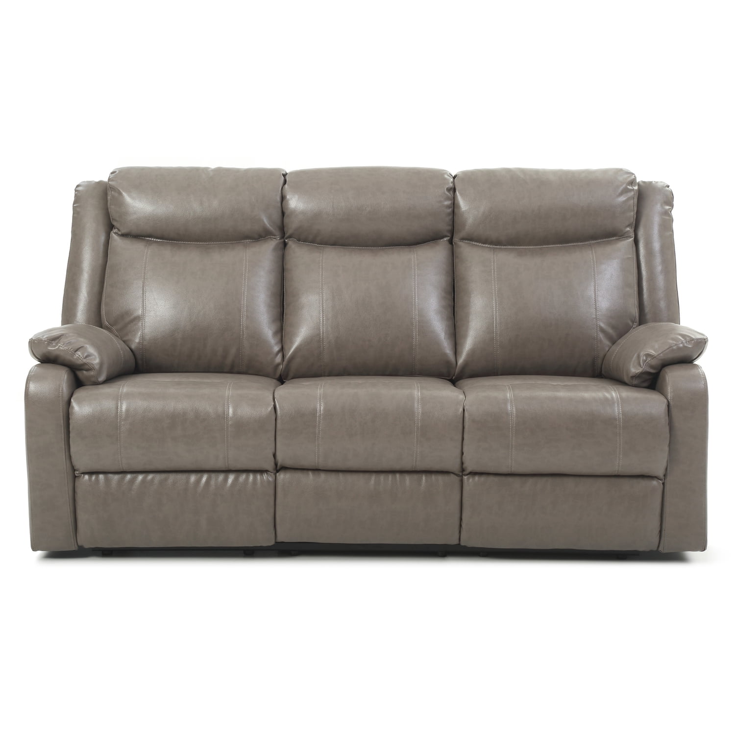 Glory Furniture Ward Faux Leather Double Reclining Sofa in Gray