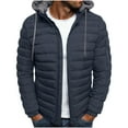 thumbnail image 3 of Xcmzpl Mens Lightweight Packable Puffer Jacket Winter Insulated Puffy Coat Hooded Warm Quilted Jackets with Pocket for Ourdoor Travel, 3 of 7