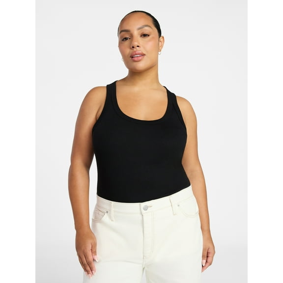 Terra & Sky Women's Plus Size Scoop Neck Rib Tank Top, Size 0X-5X