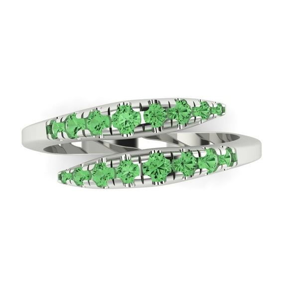 0.235 ctw Wedding Band for Women - 18K White Gold Simulated Green Diamond Stackable Eternity Ring