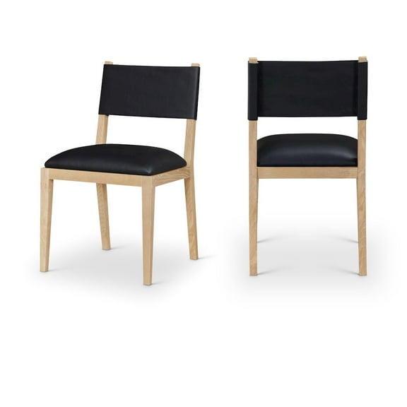 Meridian Furniture Avon Black Vegan Leather Dining Side Chair, Set of 2
