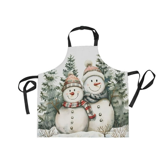 JSTEL Christmas Snowmen Apron with 2 Pockets for Women Men Adjustable Garden Bib