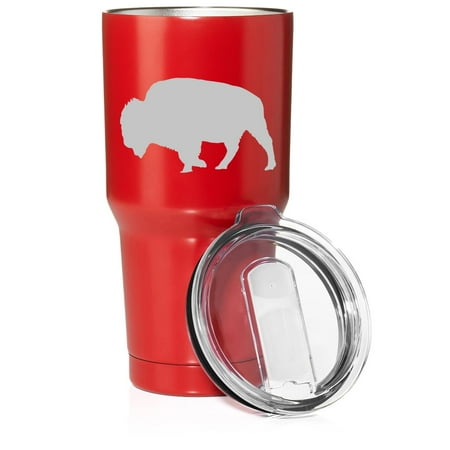 

Smooth Body Tumbler Stainless Steel Vacuum Insulated Travel Mug Cup Gift Buffalo (30 oz Red)