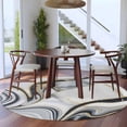 thumbnail image 5 of White Grey Marble Round Rug 5ft Washable Circle Kitchen Rugs Non Slip Modern Abstract Art Ink Painting Large Area Rug Indoor Floor Carpet for Bedroom Living Room Home Office Dining Room Nursery, 5 of 7