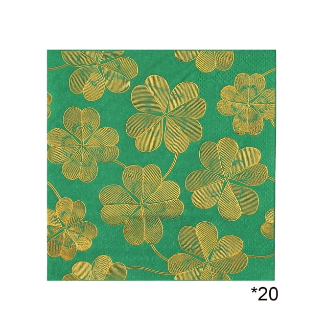 Cheapark Easter Themed Napkins Spring Shamrock Patterns Paper Napkins for Holiday Party Decorative Table Setting