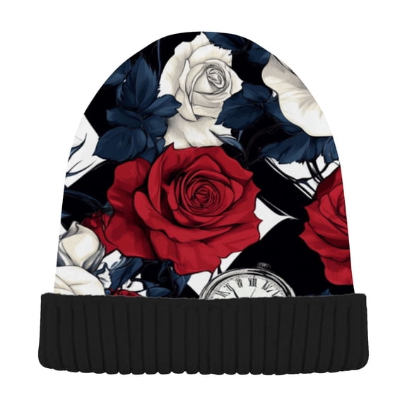 BZSMCE Winter Beanie Hats Warm Cozy Cap Petals Of Time Pattern
