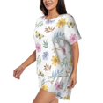 thumbnail image 3 of Womens Pajama Sets With Pocket, Daisy Butterfly Leaf Lounge Sets Short Sleeve Sleepwear PJ Sets for Women, 3 of 6