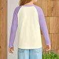 thumbnail image 3 of Garbnen Girls Long Sleeve Shirt Casual Raglan Shirt for Teen Girls Crewneck Color Block Cute Fall Preppy Cute Clothes for Teen Girls 6-7 Years, 3 of 5