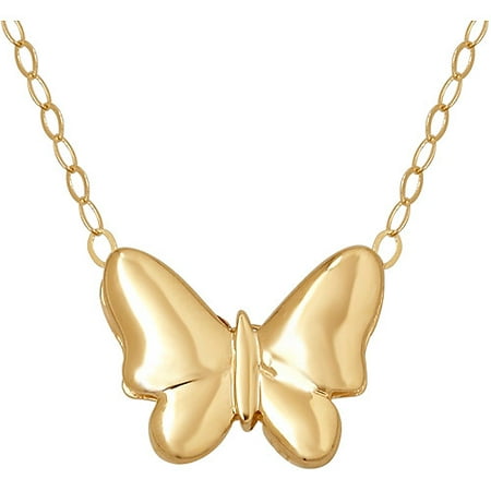 Simply Gold 14kt Yellow Gold Teeny Tiny Butterfly Pendant, 17"
