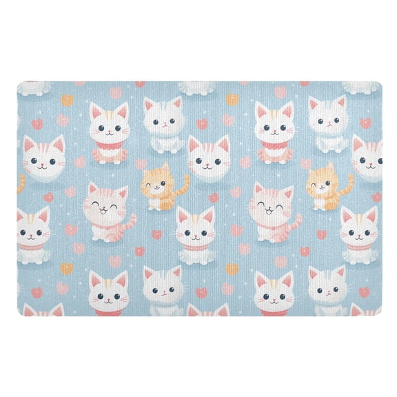 JSTEL Cute Kitten Cats Hearts Front Door Mat Outside Entrance 32x20 Inch Doormat for Outdoor Indoor Washable Non Slip Floor Mats
