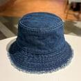 thumbnail image 6 of CoCopeaunts New bucket hats women summer Tassel Washed Denim Bucket Hats for Men Foldable Cotton Panama Cap Outdoor Beach Fishing Sun Hat, 6 of 6