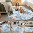 thumbnail image 5 of Blue Jellyfish Octopus Round Area Rug 6Ft Washable Circle Rugs for Bathroom Office, Beach Nautical Ocean Coral Seahorse Non-Slip Carpet Floor Mats Indoor Outdoor Carpet Runner Aesthetic Home Decor, 5 of 8