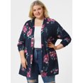 thumbnail image 4 of Cárdigan floral de punto Agnes Orinda con frente abierto ligero Azul marino XL, 4 of 6