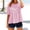 Pink, variant on Summer Tops for Women Short Sleeve Grid Color Block Loose Fit Shirts Casual Going Out Top