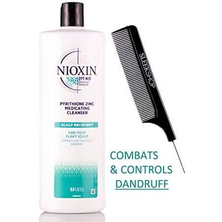 Nioxin SCALP RECOVERY Medicating Shampoo Cleanser PYRITHIONE ZINC (with Comb) - 33.8 oz / 1000 ml LITER