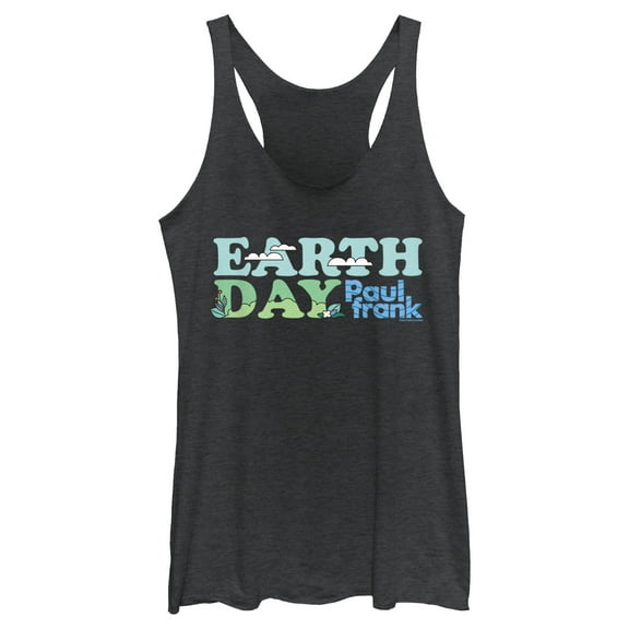 Women's Paul Frank Earth Day  Racerback Tank Top Black Heather Medium