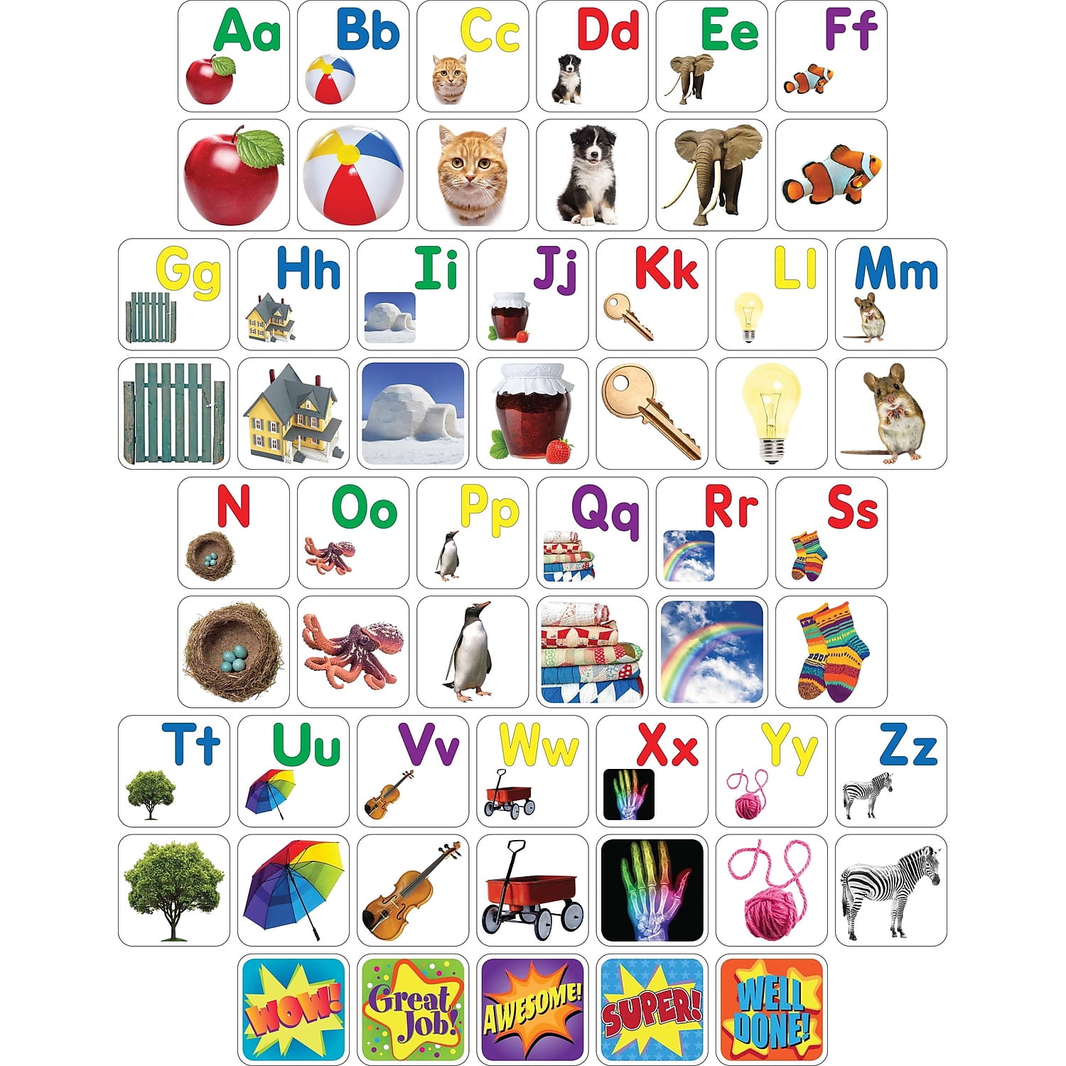 Barker Creek Learning Magnets ̶ Letters with Pictures ̶ 60 Pieces