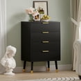 thumbnail image 1 of Commode Cannelée à 4 Tiroirs avec Poignées Dorées, Coffre de Rangement Moderne pour Chambre, Salon et Entrée, 1 of 7