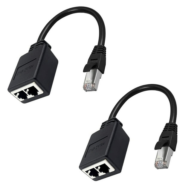 Deals! hoksml Tools 2pc RJ45 1 Male To 2 Female Socket Port Network