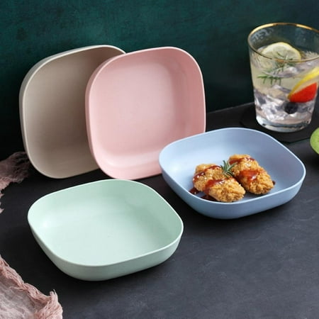

Simple Wheat PP Plate Dessert Dishes Fruit Bread Dinner Plates Squre Solid Tray Kitchen Household Tablewares Utensils
