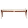 thumbnail image 2 of SAFAVIEH Couture Dilan Solid Leather Contemporary Bench, White/Light Brown, 2 of 11