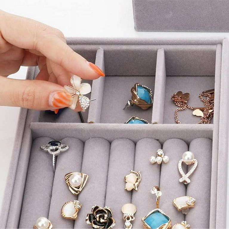 IEMIEBSHA 8 Pack Velvet Jewelry Trays Organizer Stackable Jewelry Display Case Drawer Inserts Tray for Earring Ring Necklace Bracelet Brooch Watch Multi slot Design 8.3x5x1 Inch Walmart