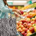thumbnail image 3 of Zebra Print Canvas Tote Bag Abstract Zebra Pattern Black and White Stripes Rainbow Multicolor Zebra Modern Fashion Cute Cartoon Design Aesthetic Gradient Reusable Eco-Friendly Shopping Tote, 3 of 6