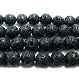 RVG 4mm Natural Black Lava Rock Beads Round Gemstone Volcanic Rock