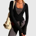 thumbnail image 2 of FRSASU Ballet Wrap Top for Women Yoga Workout Slim Fit Front Cross Tie Shirts Long Sleeve Shrug Cover up Dance Top Black, 2 of 9