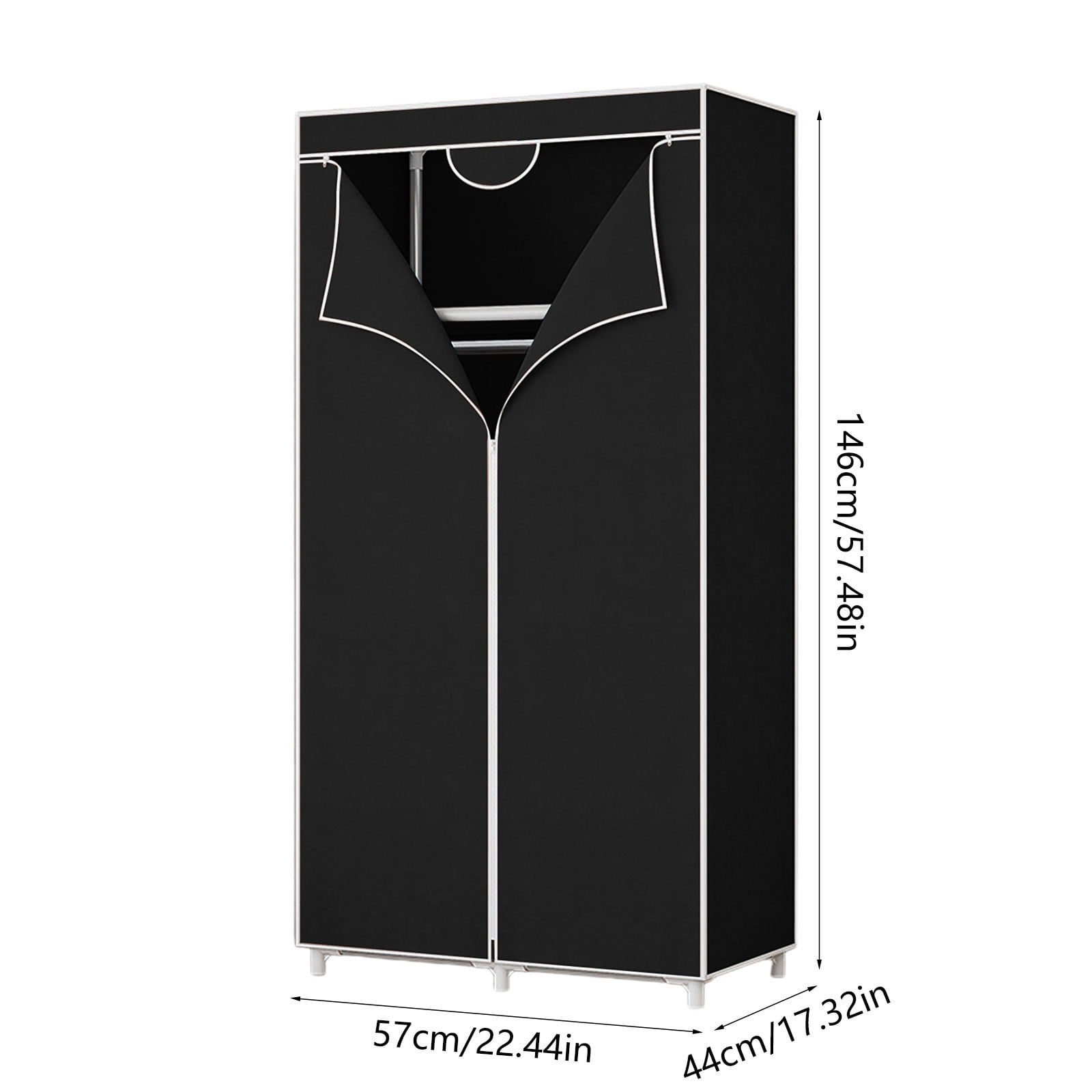 Freestanding Closet Organizer | Portable Wardrobe Storage Cabinet with Non-Woven Cover | 57.48X22.44X17.32In for Bedroom, Clothes, Shoes & Bags
