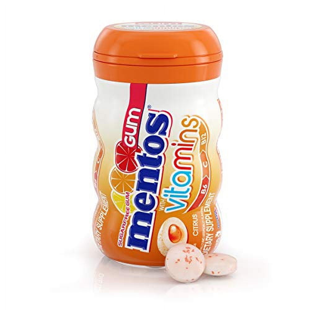 Mentos VITAMIN Citrus Gum Sugar Free Chewing Gum, 45Count (Pack Of 6)