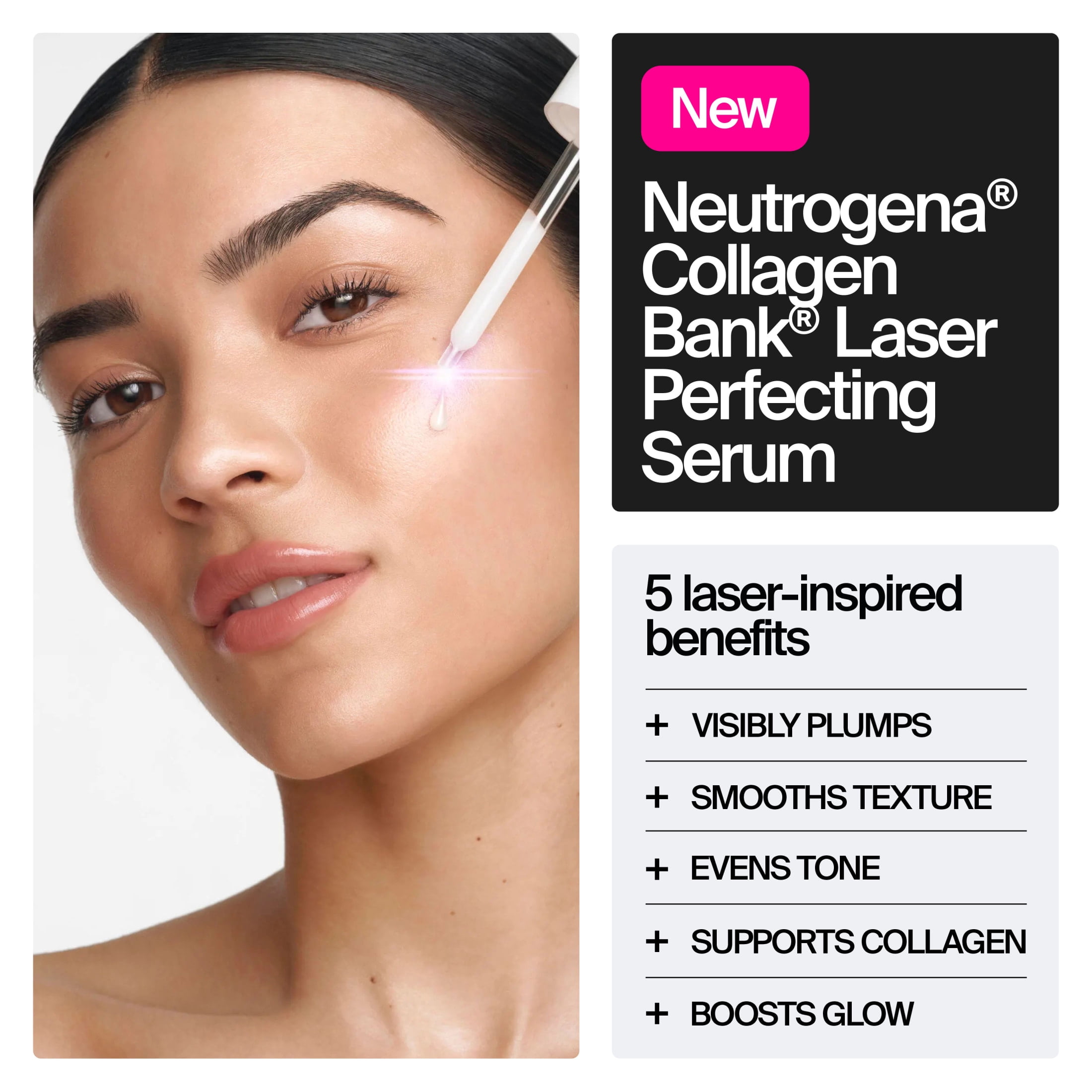 Neutrogena Collagen Bank Laser Perfecting Face Serum, 5-in-1 Benefits, Daily Anti-Aging 1.0 fl. oz