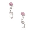 thumbnail image 2 of Delight Jewelry Silvertone Long Curly Clef Pink Crystal Clip on Earrings, 2 of 5