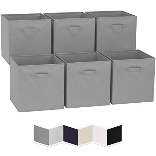 13x13 Large Storage Cubes (Set of 6). Fabric Storage Bins with Dual