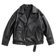 thumbnail image 2 of GiLiling Kids Faux Leather Biker Jacket Moto Style Coat Boys Girls Motorcycle Fall Winter Jacket Zipper Front Cozy Lining Outwear (Black, 9-10 Years), 2 of 9