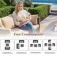 thumbnail image 5 of TANGJEAMER 5 Piece Patio Furniture Set with Fire Pit Table, All Weather Outdoor Sectional PE Rattan, Patio Conversation Sets with Cushions for Garden Lawn Balcony(Beige), 5 of 7