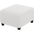 thumbnail image 2 of Nvzi Super Stretch Soft Ottoman Cover with Elastic Band Footrest Sofa Slipcover Folding Storage Stool Furniture Protector for Square and Rectangle Ottoman (White, Large), 2 of 5