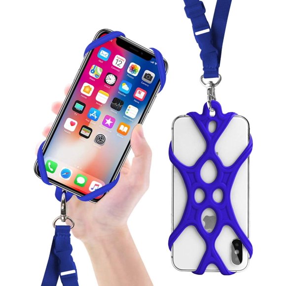 2 in 1 Phone Lanyard with Detachable Wrist Strap Cover Universal for 8.7 6S Smartphone iPhone 6S Plus, Google Pixel, LG HTC Huawei P10 4.7-6.5 inch (Dark Blue)